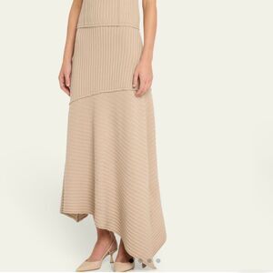 Simkhai Ribbed Asymmetric Cashmere & Wool Midi Skirt XS